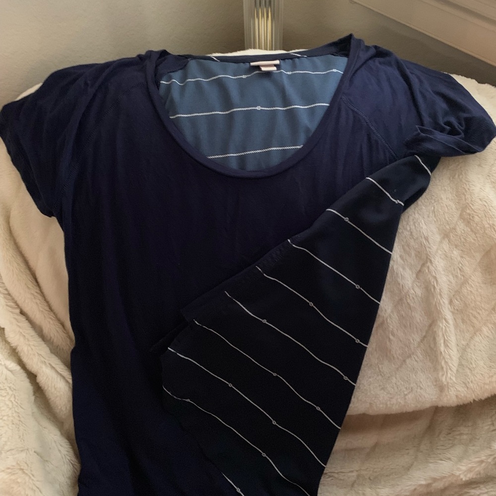 Short sleeved navy blouse